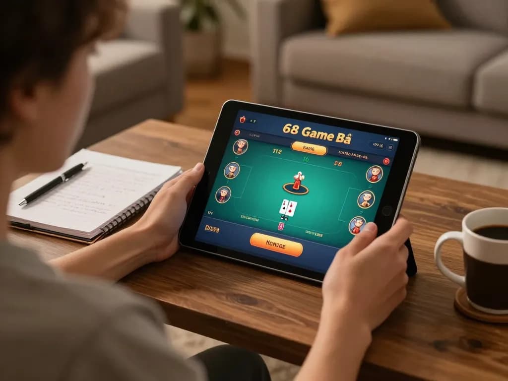 Engage with the 68 Game Bài app for exciting online poker gameplay in a cozy setting.