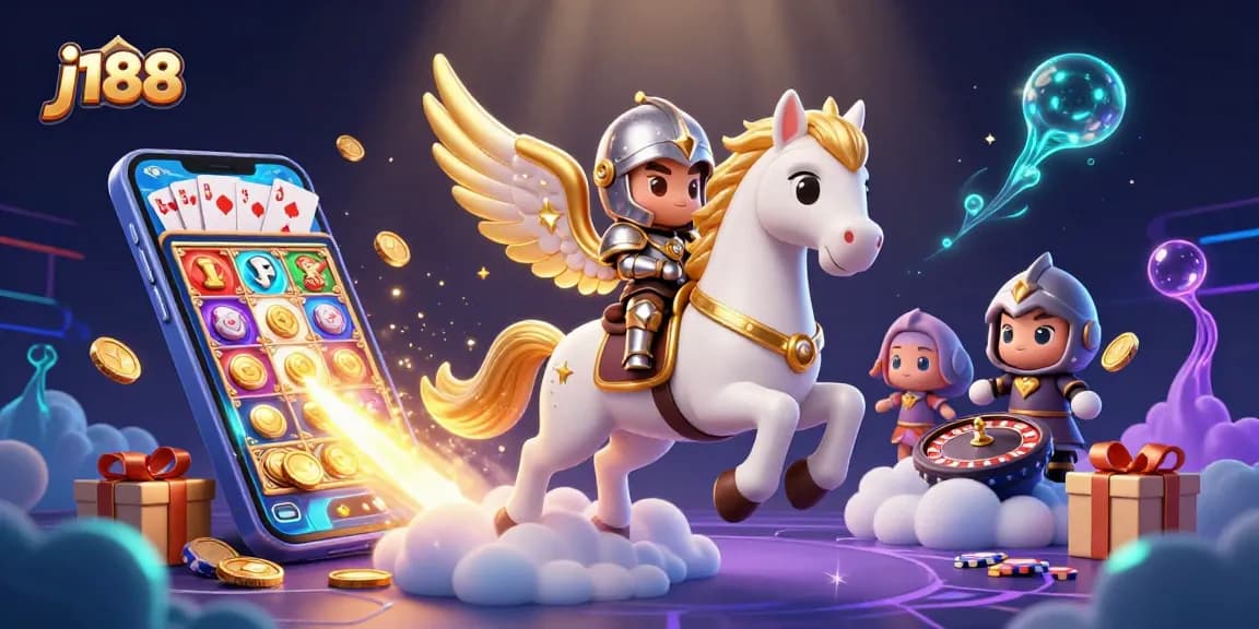 Experience exciting gaming action at j188 with this animated slot and gaming illustration.