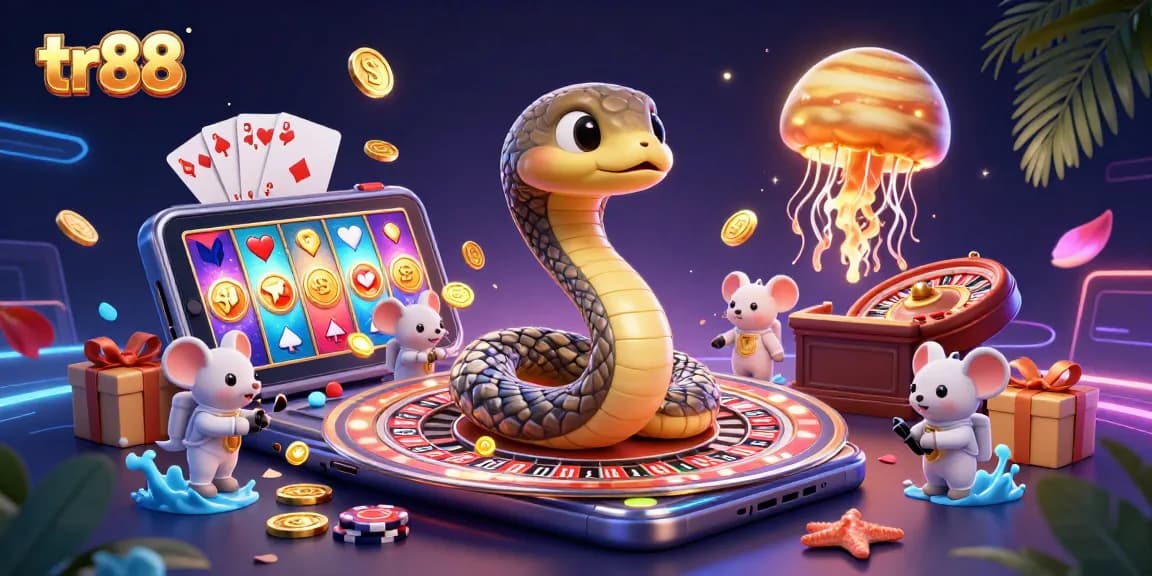 Place bets on cosmic roulette with tr88's enchanting casino scene featuring vibrant space elements.