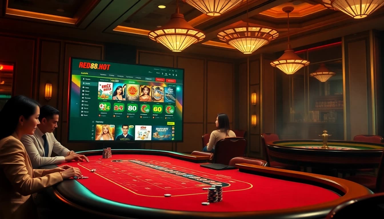 Experience thrilling baccarat action at red88.hot casino with vibrant gaming tables and luxurious ambiance.
