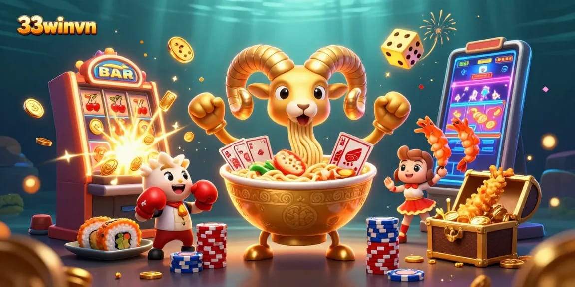 Engage with 33winvn's lively 3D casino world featuring vibrant characters and exciting casino elements.