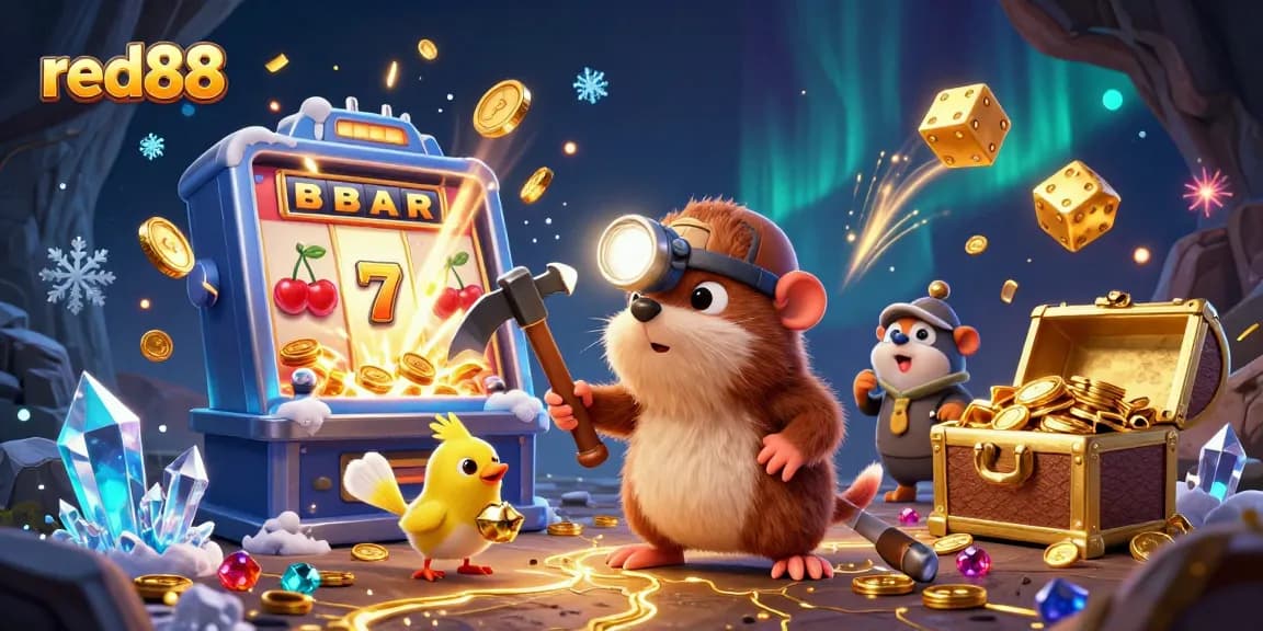 Experience excitement at red88 with a treasure hunter mole and a colorful jackpot explosion.