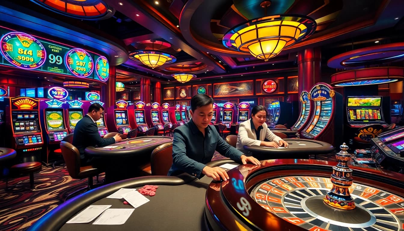 Players enjoying casino games with go 99 promotions visible amidst the excitement.