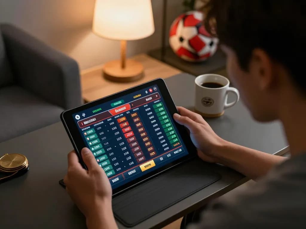 Engaged in live sports betting with 789 bet on a tablet, showcasing strategy and excitement.