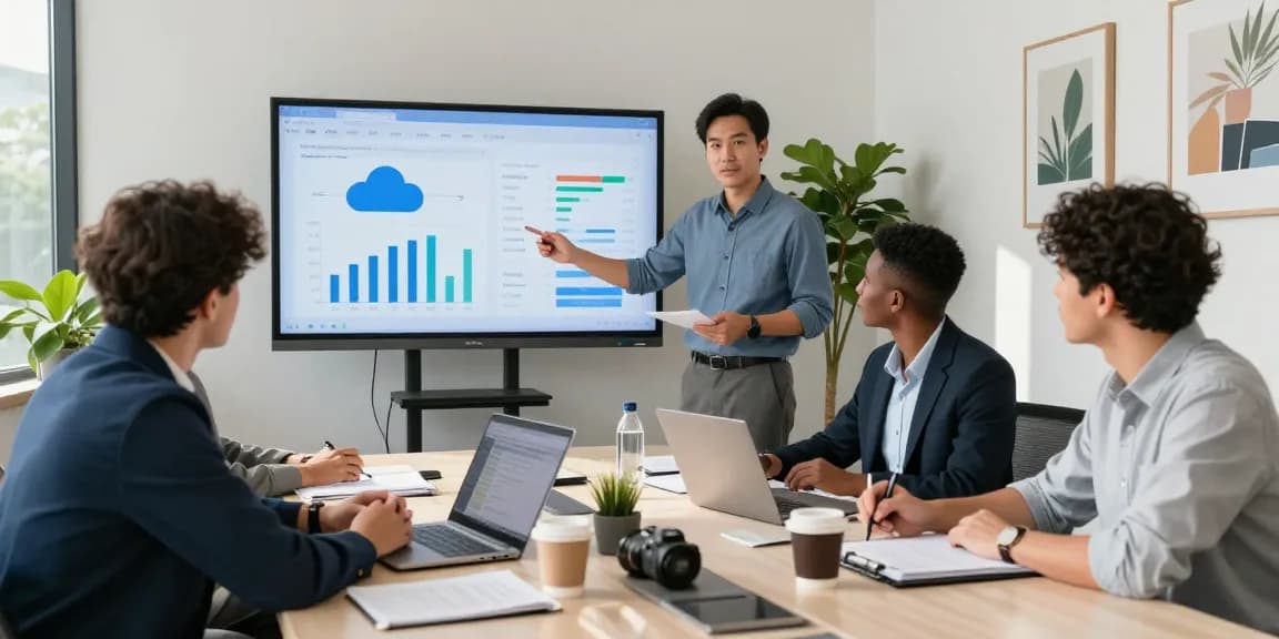 Team collaboration in a modern office discussing WPS Official Website benefits