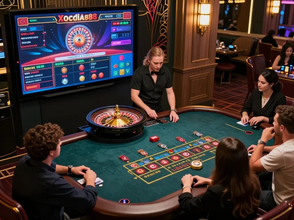 Xocdia88 live dealer game experience with players engaged in thrilling online gambling.