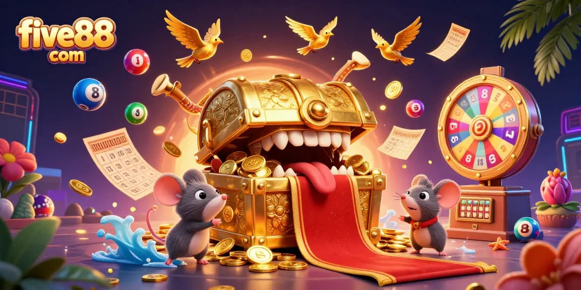 Engage with five88 com rewards through an exciting lottery scene with colorful elements.