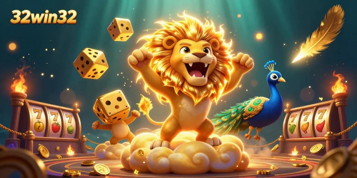 Experience exhilarating gaming action with 32win32 and vibrant casino elements in this dynamic illustration.