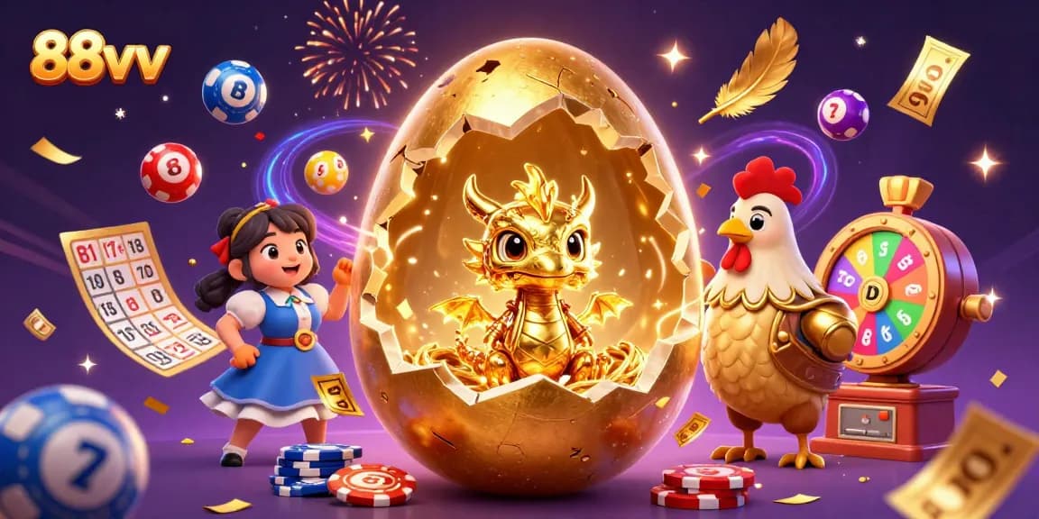 Engage in thrilling casino fun at 88vv while enjoying a dynamic scene filled with golden treasures.