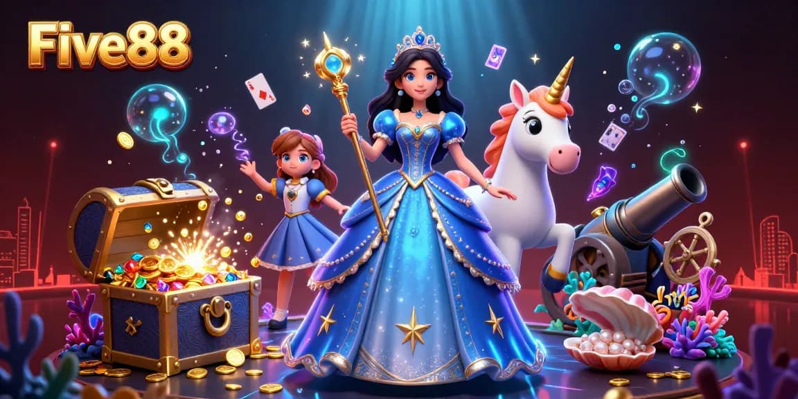 Experience massive wins at Five88's vibrant casino with magical characters and sparkling treasures.