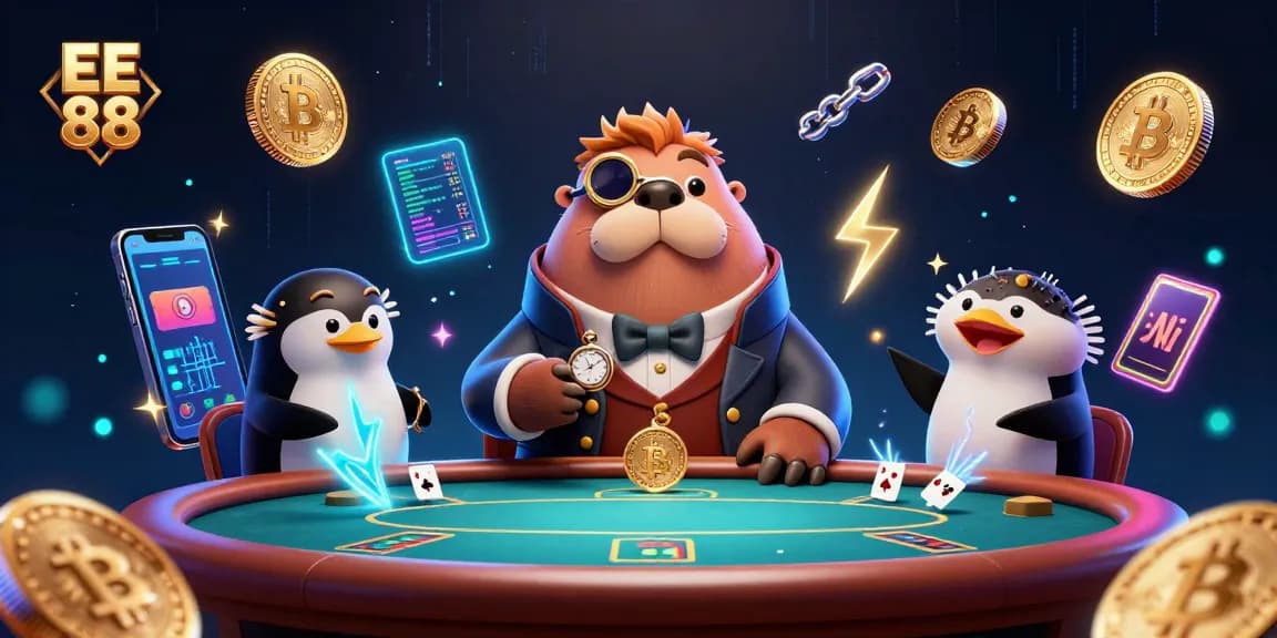Play exciting poker with EE 88 at an underwater casino featuring unique cartoon characters.