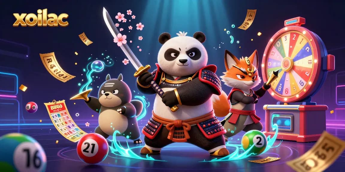 Xoilac brings excitement to gambling adventures with a dynamic scene of vibrant lottery elements.