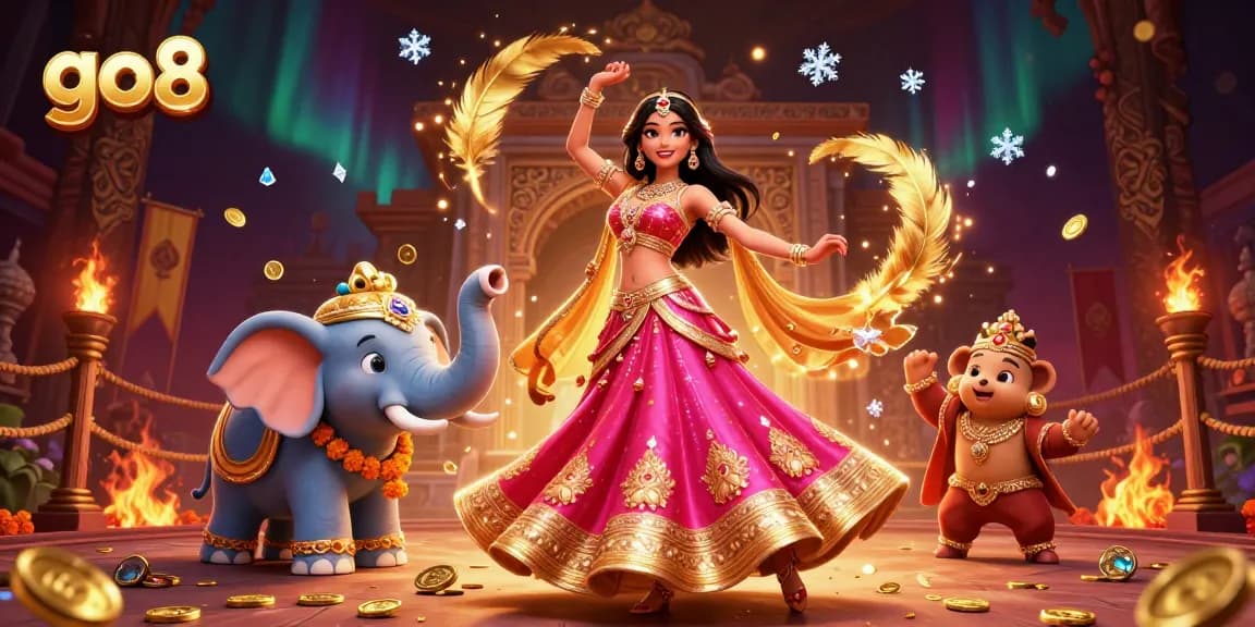Spin to win with go8 at an exciting online casino featuring vibrant characters and golden treasures.