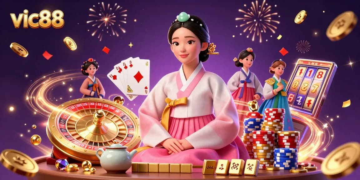 Experience exciting wins with vic88 in a vibrant casino scene filled with games and treasures.