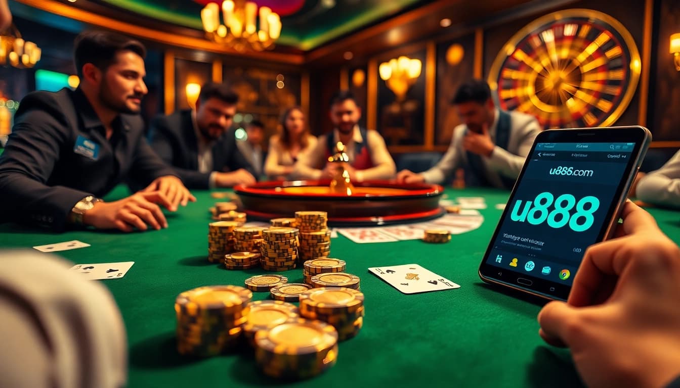 Experience the thrill at u888 com with engaging poker tables and vibrant casino elements.