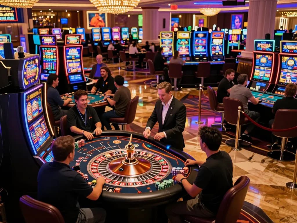 Engaging players at GA88 roulette table in a vibrant Las Vegas casino
