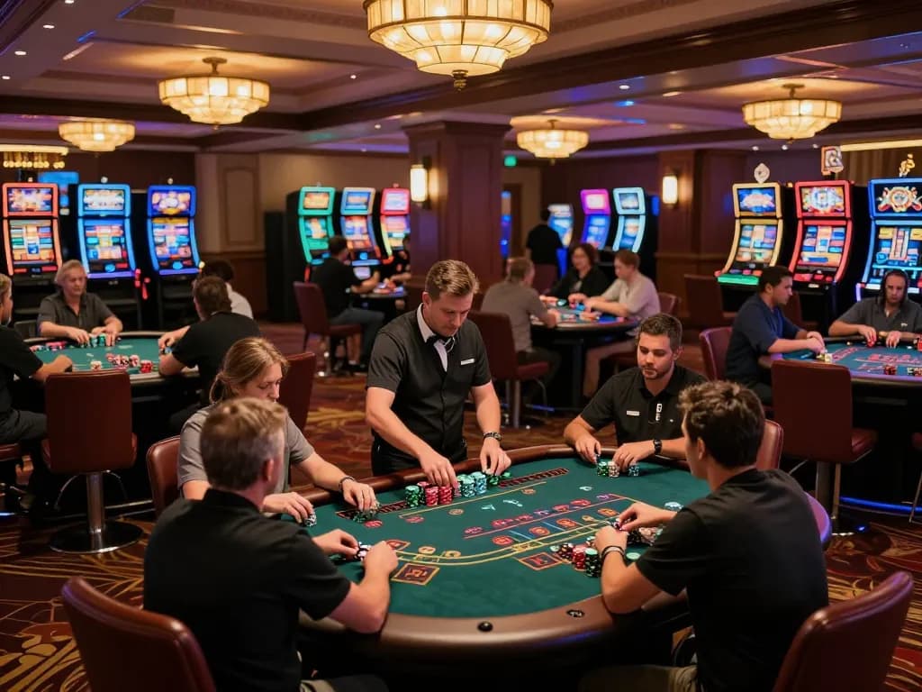 Players strategizing bets at TX88 blackjack table in a vibrant casino setting.