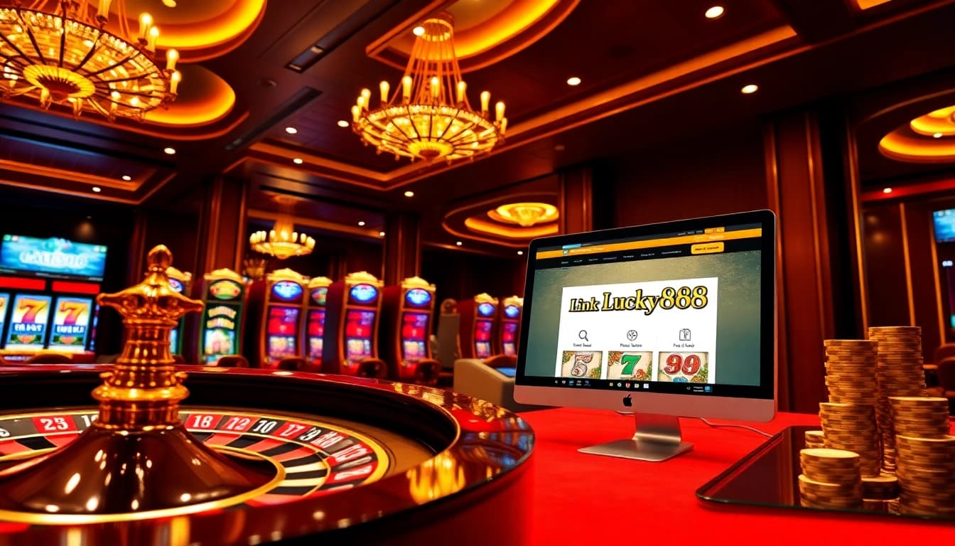 Engage in thrilling gameplay at the Link vào Lucky88 online casino, featuring vibrant gaming visuals.