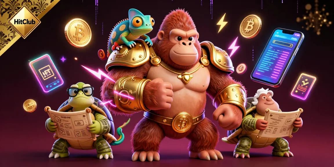 Engage your luck with HitClub's vibrant 3D casino scene featuring unique characters and gambling elements.