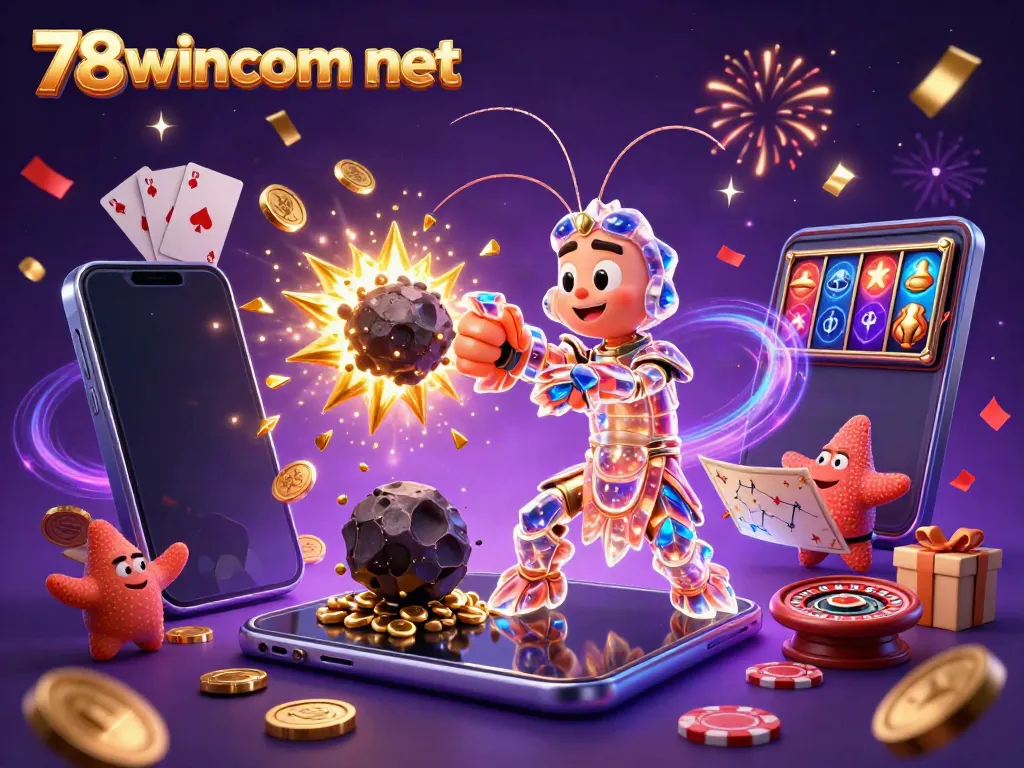 Experience the excitement of 78wincom net with vibrant casino elements and dynamic 3D characters.