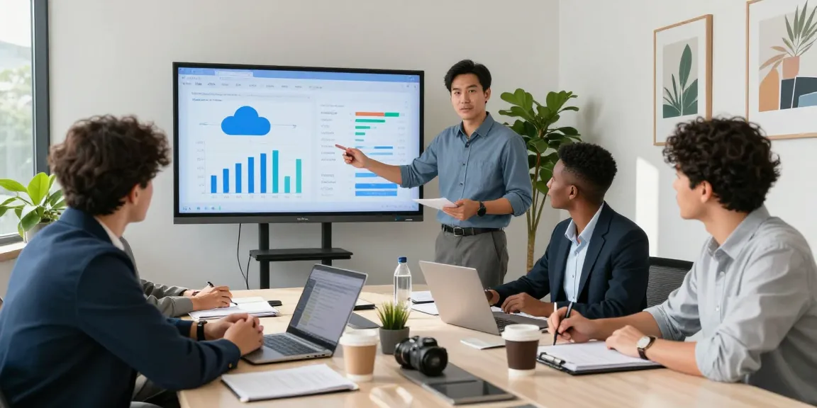Team collaboration in a modern office discussing WPS Official Website benefits