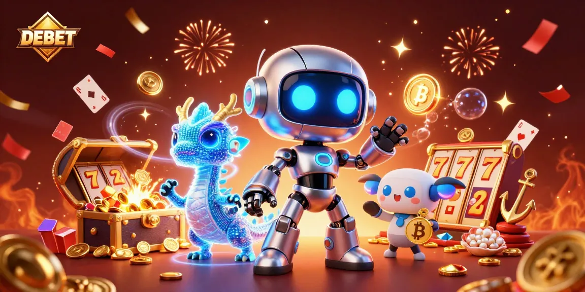 Engage in thrilling DEBET slots action with vibrant characters and treasure elements.