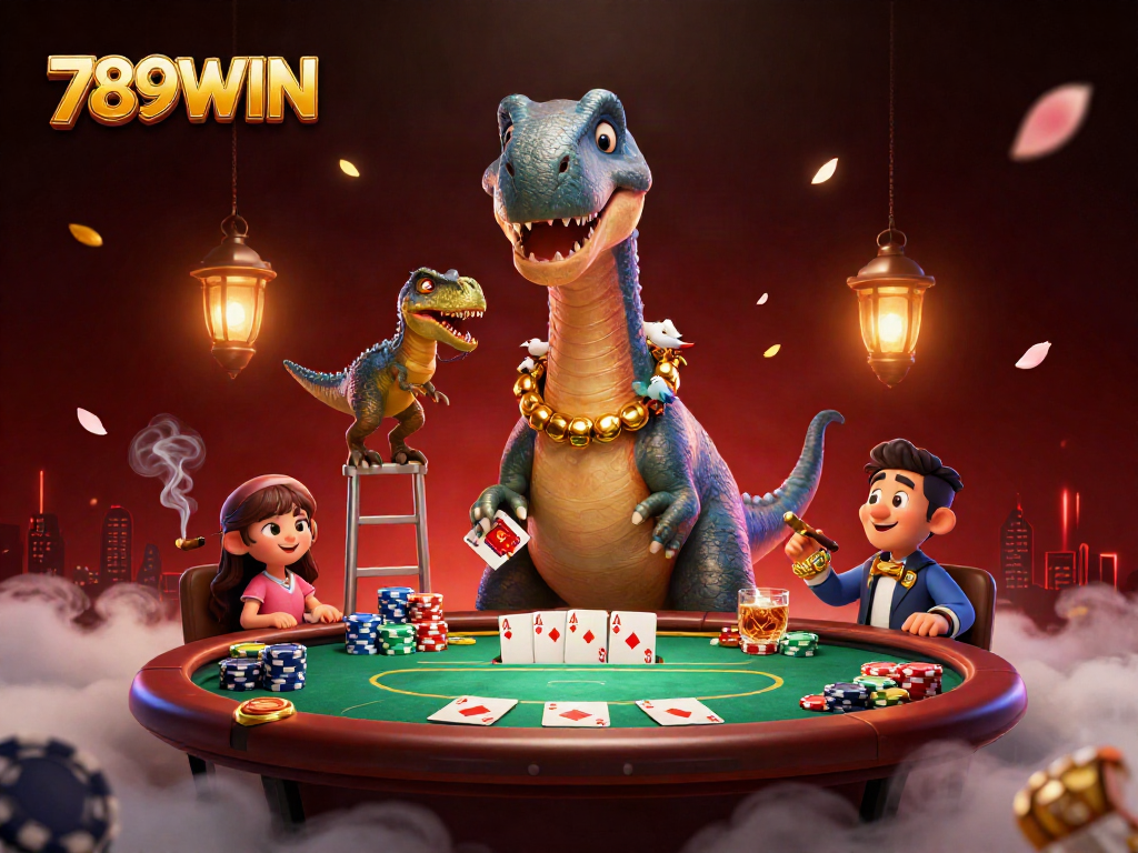 Experience the thrill of 789WIN at a dynamic poker scene with vibrant characters.