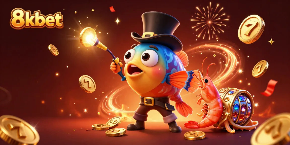 8kbet gamblers win golden coins in a vibrant casino scene filled with slot reels and confetti.