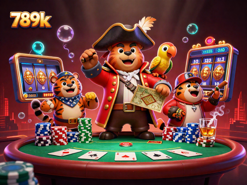 Engage with 789k's thrilling casino adventure featuring vibrant characters and exciting game elements.