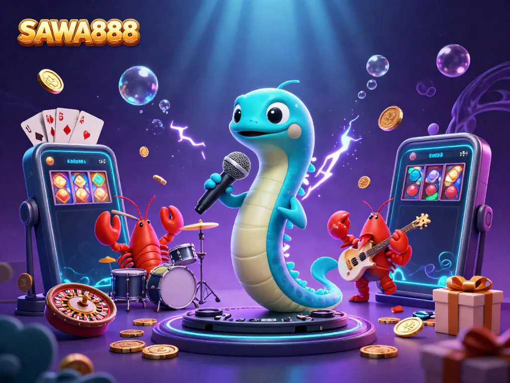 SAWA888 brings excitement to an underwater casino scene with animated characters and interactive game elements.