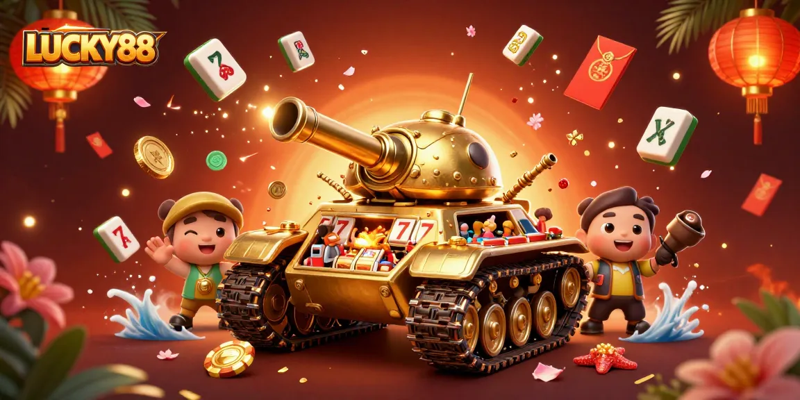 Experience the excitement of LUCKY88 with a vibrant casino-themed illustration featuring captivating game elements.