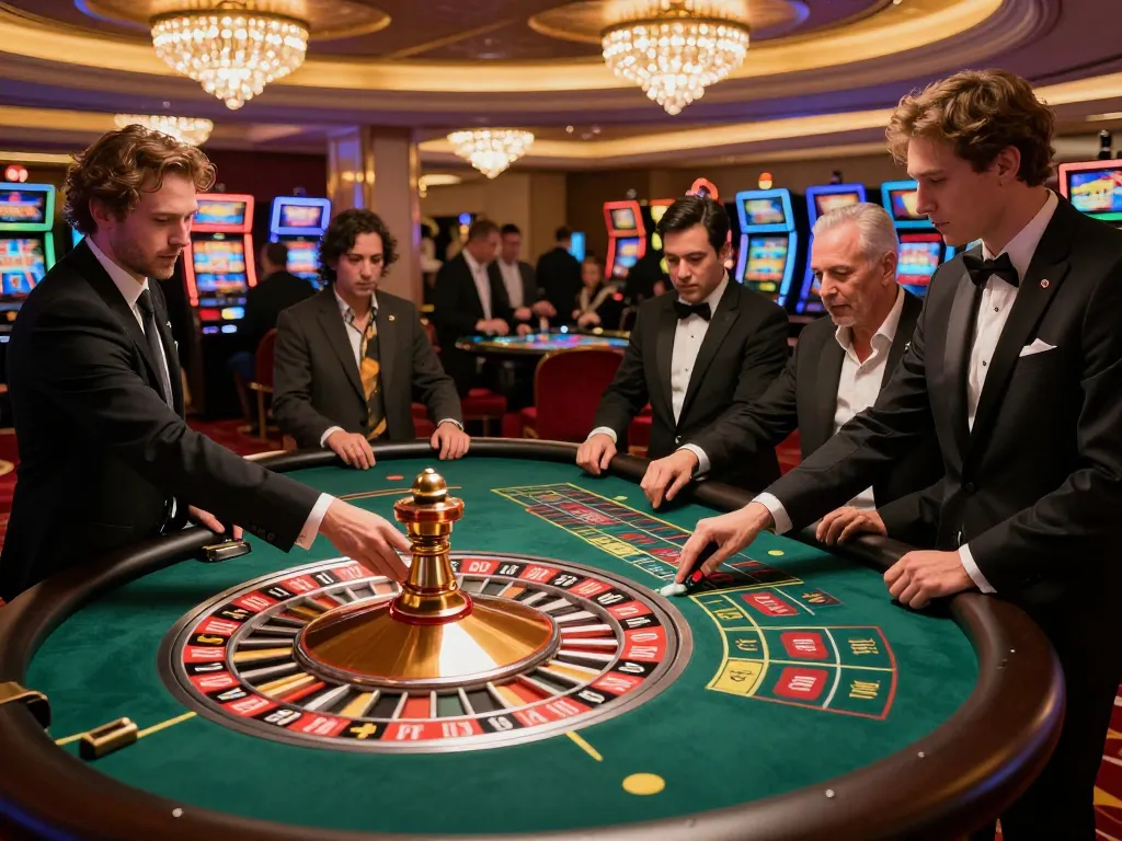 Players placing bets at a roulette table in Nhà cái Jun88, enhancing the excitement of high-stakes gambling.