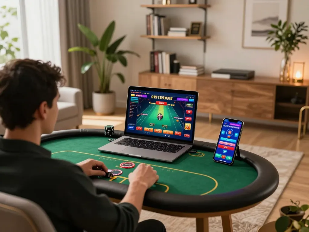 Player engaging in online poker gameplay on co88i, showcasing a vibrant interface and strategic environment.