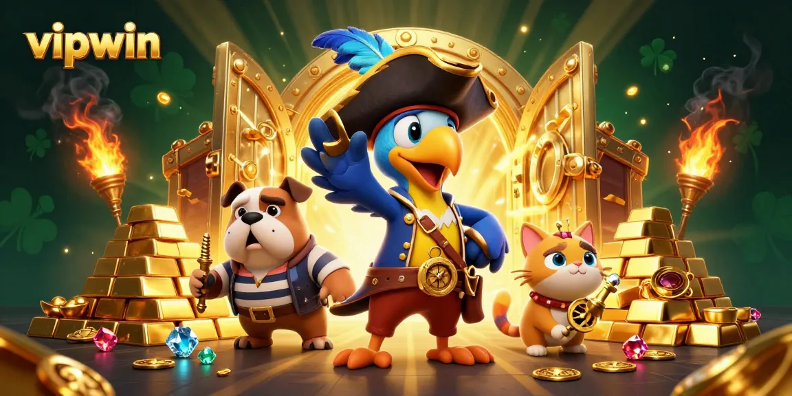 Experience the thrill of vipwin as the pirate captain leads a treasure adventure amidst golden riches and gems.