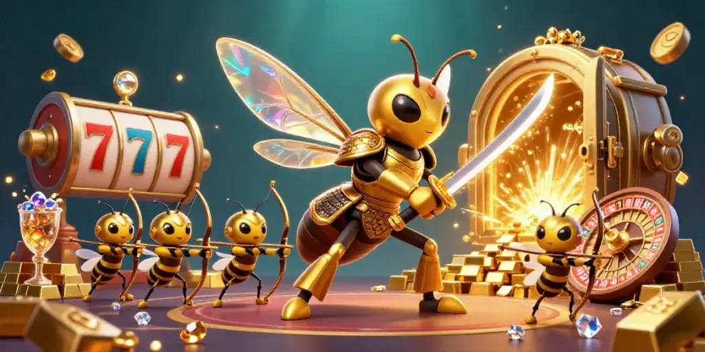 Engage with pg99t3's high-stakes casino adventure featuring giant hornet samurai and dazzling treasures.