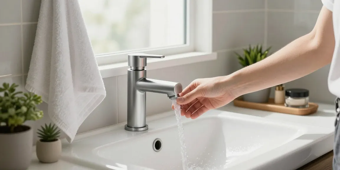 Elegante inbouwkraan in moderne badkamer met serene uitstraling