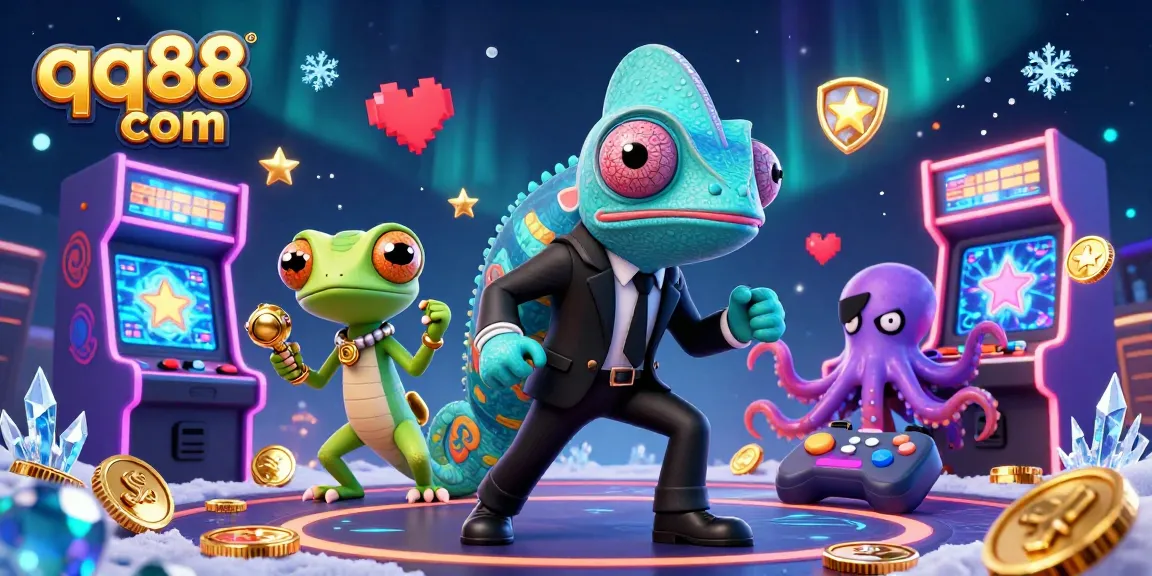 Experience thrilling gameplay at qq88 com with vibrant characters in a dynamic casino-inspired scene.