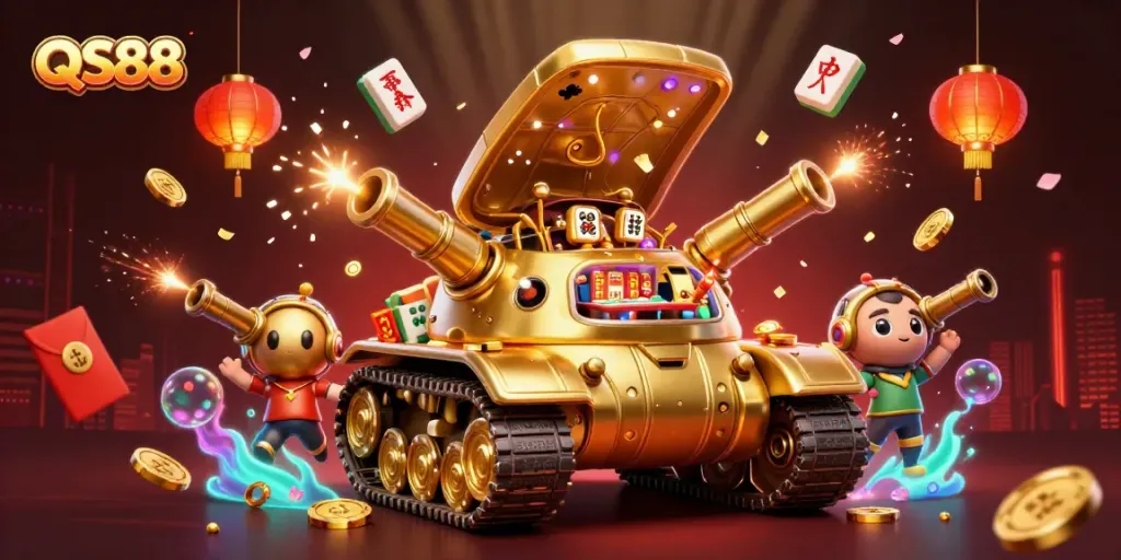 Experience thrilling gaming at QS88 with a vibrant, festive casino scene full of excitement.