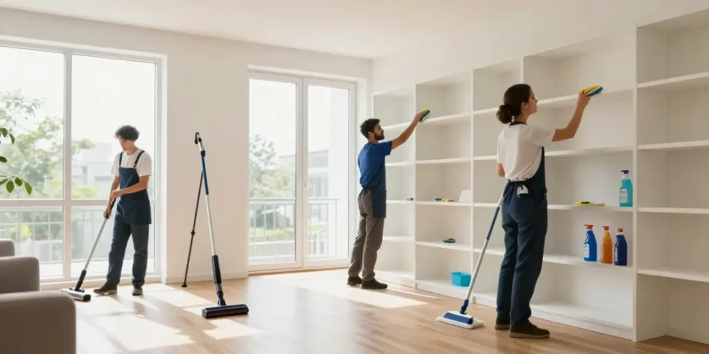 Oplevering schoonmaak Amsterdam door een professioneel schoonmaakteam in een gerenoveerd appartement.