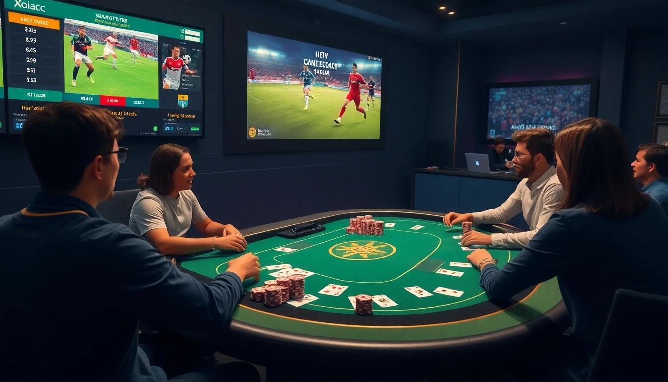 Xoilac tv trực tiếp bóng đá viewers enjoying an interactive online gambling experience with football betting features.