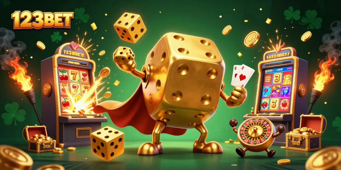 Engage in thrilling gameplay at 123BET with a vibrant 3D casino scene full of jackpots and immersive elements.