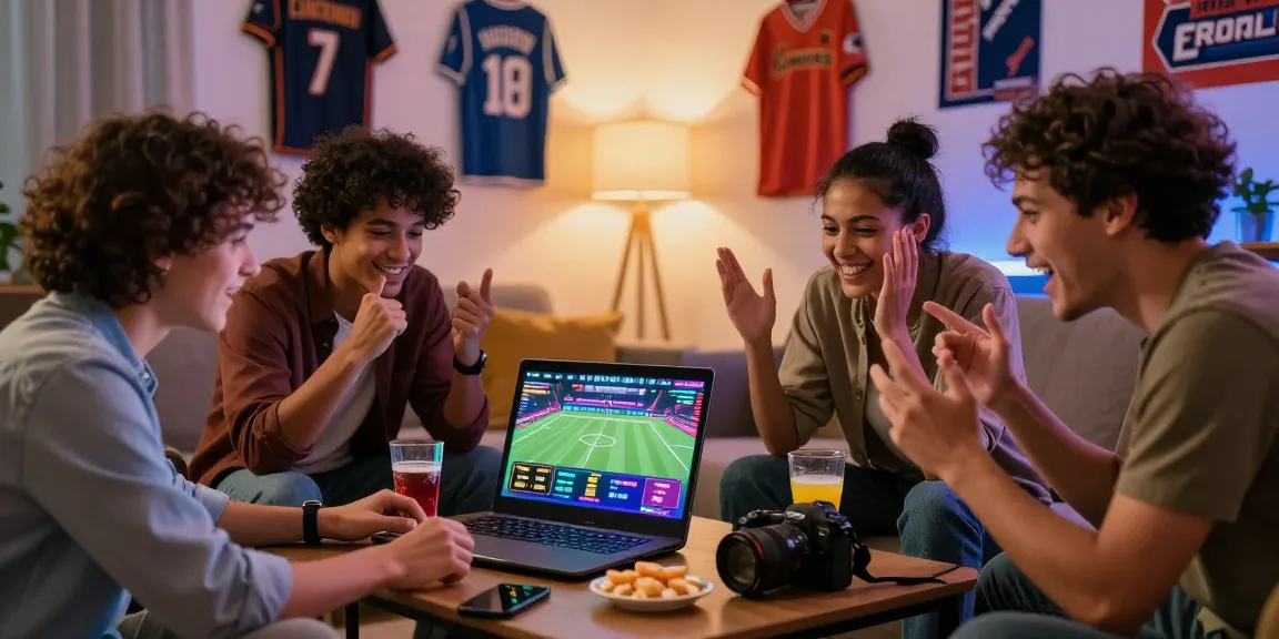 Friends enjoying online betting experience on 181bet platform in a cozy living room.