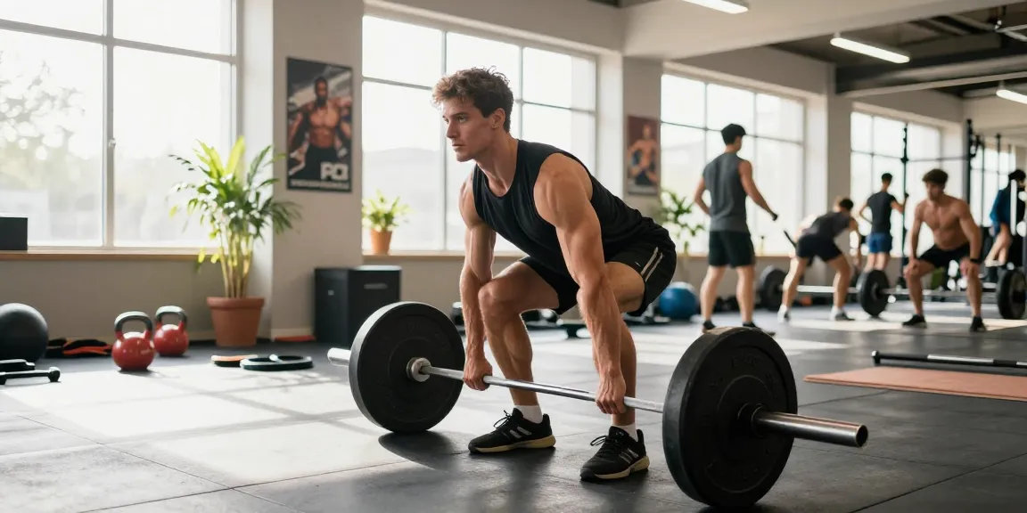 Prime Pharma Steroiden training scene in modern gym showing athlete performing intense workout.