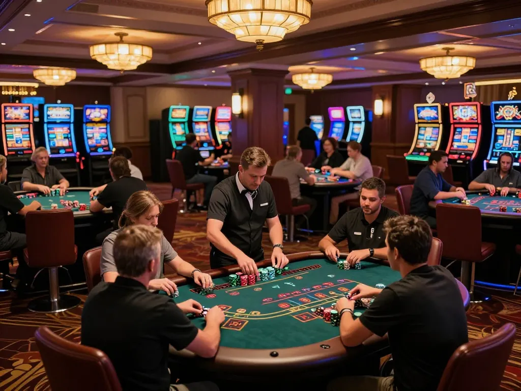 Players strategizing bets at TX88 blackjack table in a vibrant casino setting.