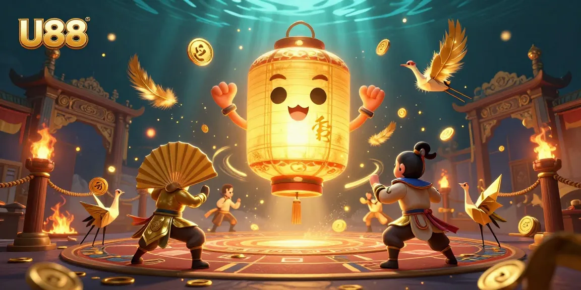 Experience the excitement of U88 in this festive night market with glowing lanterns and thrilling casino elements.