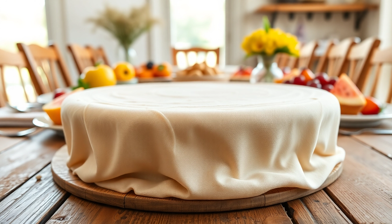 Vibrant wafeldoek stijlvol gepresenteerd met kleurrijke fruit en lekkernijen.