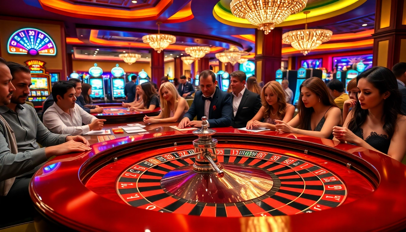 Gambling excitement at 78WIN casino with roulette and vibrant players.