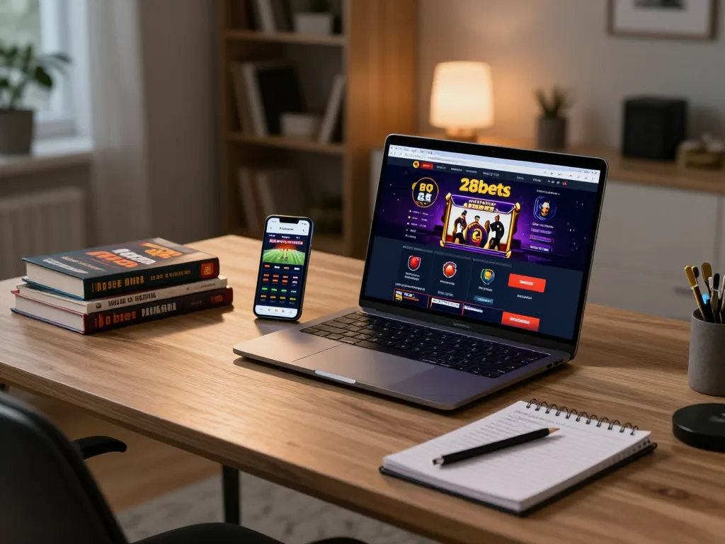 Engaging online gaming setup featuring 28bets casino interface, inviting atmosphere for strategic betting.