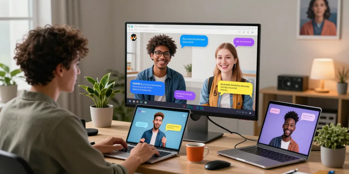 Interactive online chat with diverse users and customized nsfw character ai avatars in vibrant home office settings.