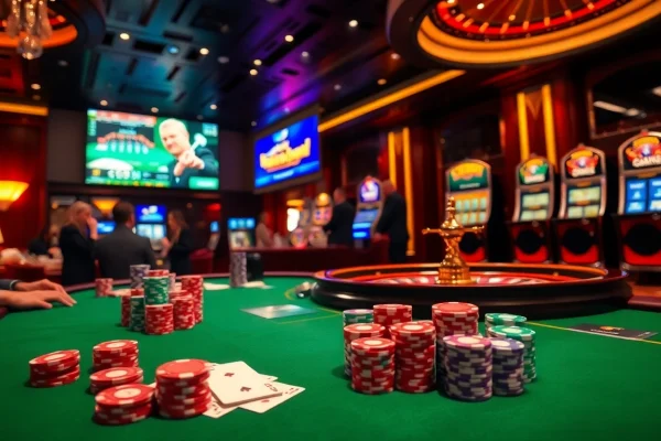 Experience the thrilling atmosphere of nk88.bio with players engaged in high-stakes gambling.